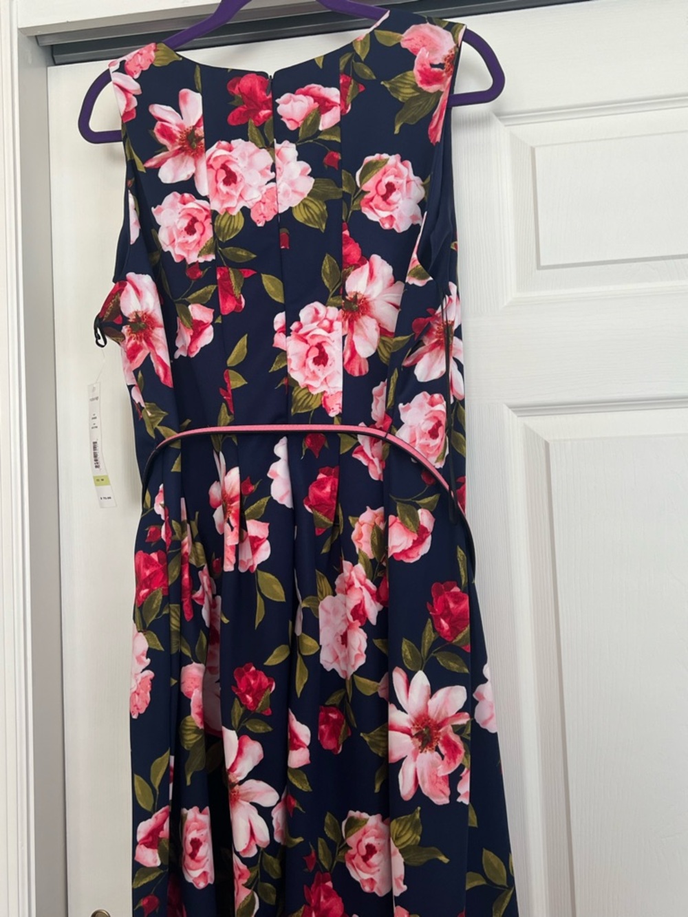 madison leigh Navy Dress with Pink Floral Accents